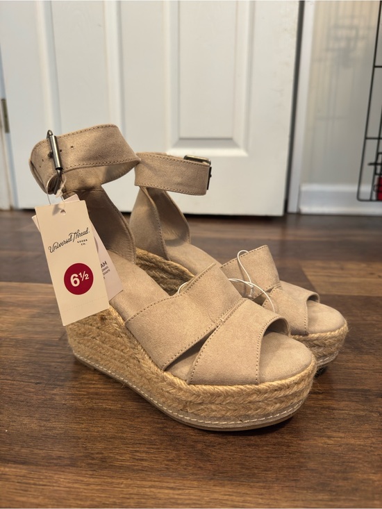 Universal Thread Shoes - Universal Thread Beige Wedge Sandals